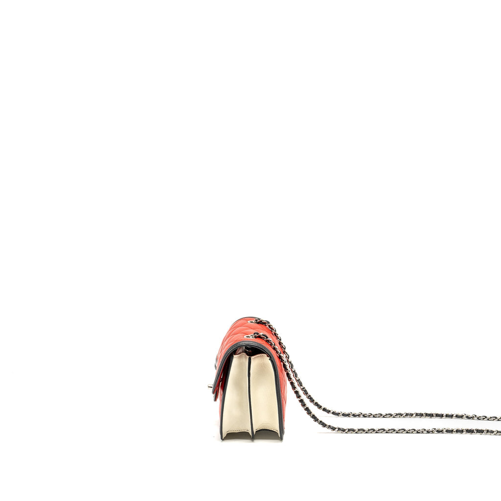 CHANEL TRICOLOR MINI GRAPHIC FLAP BAG LAMBSKIN RED/BLACK/WHITE SHW