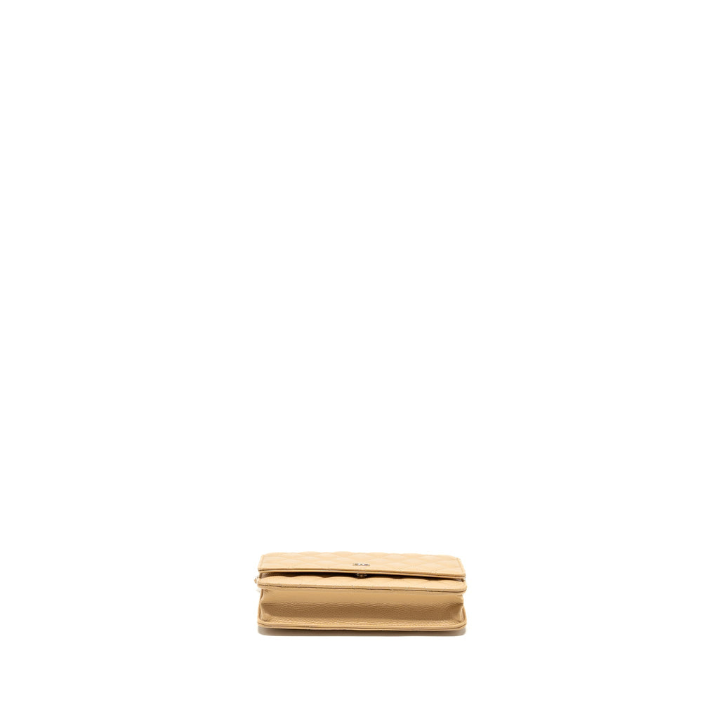 CHANEL CLASSIC WALLET ON CHAIN CAVIAR BEIGE SHW (MICROCHIP)