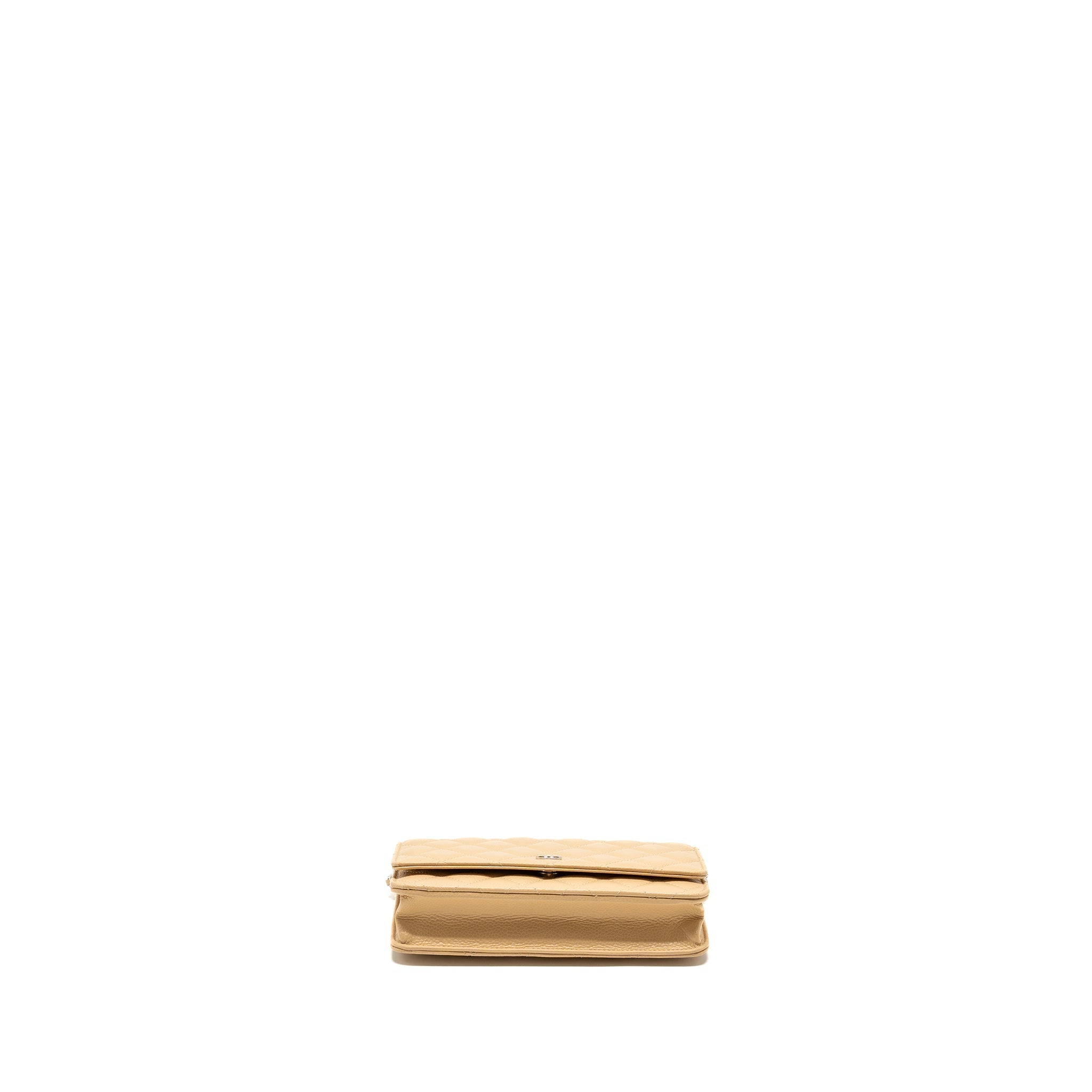 CHANEL CLASSIC WALLET ON CHAIN CAVIAR BEIGE SHW (MICROCHIP)