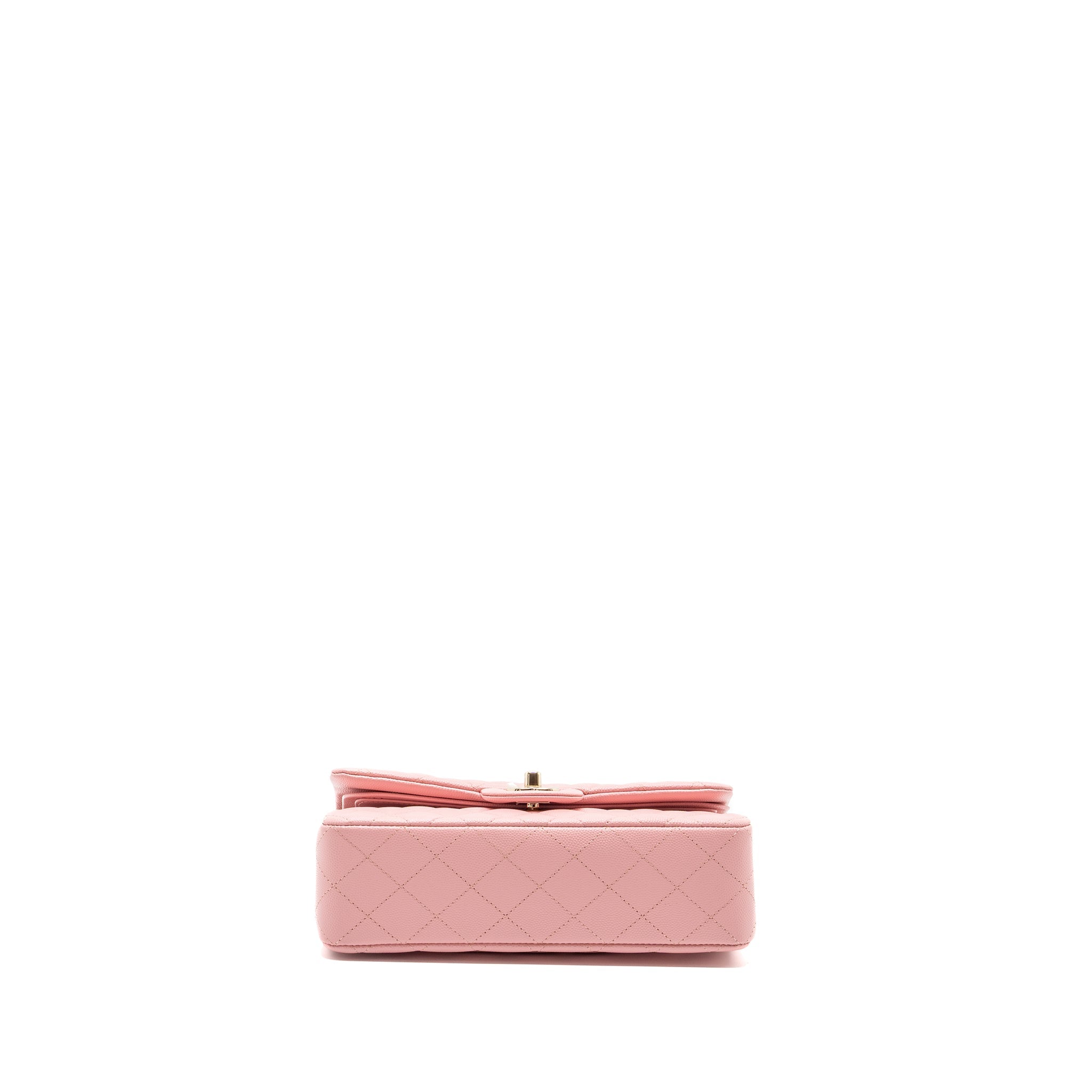 CHANEL 22C SMALL CLASSIC DOUBLE FLAP BAG CAVIAR LIGHT PINK LGHW(MICROCHIP)