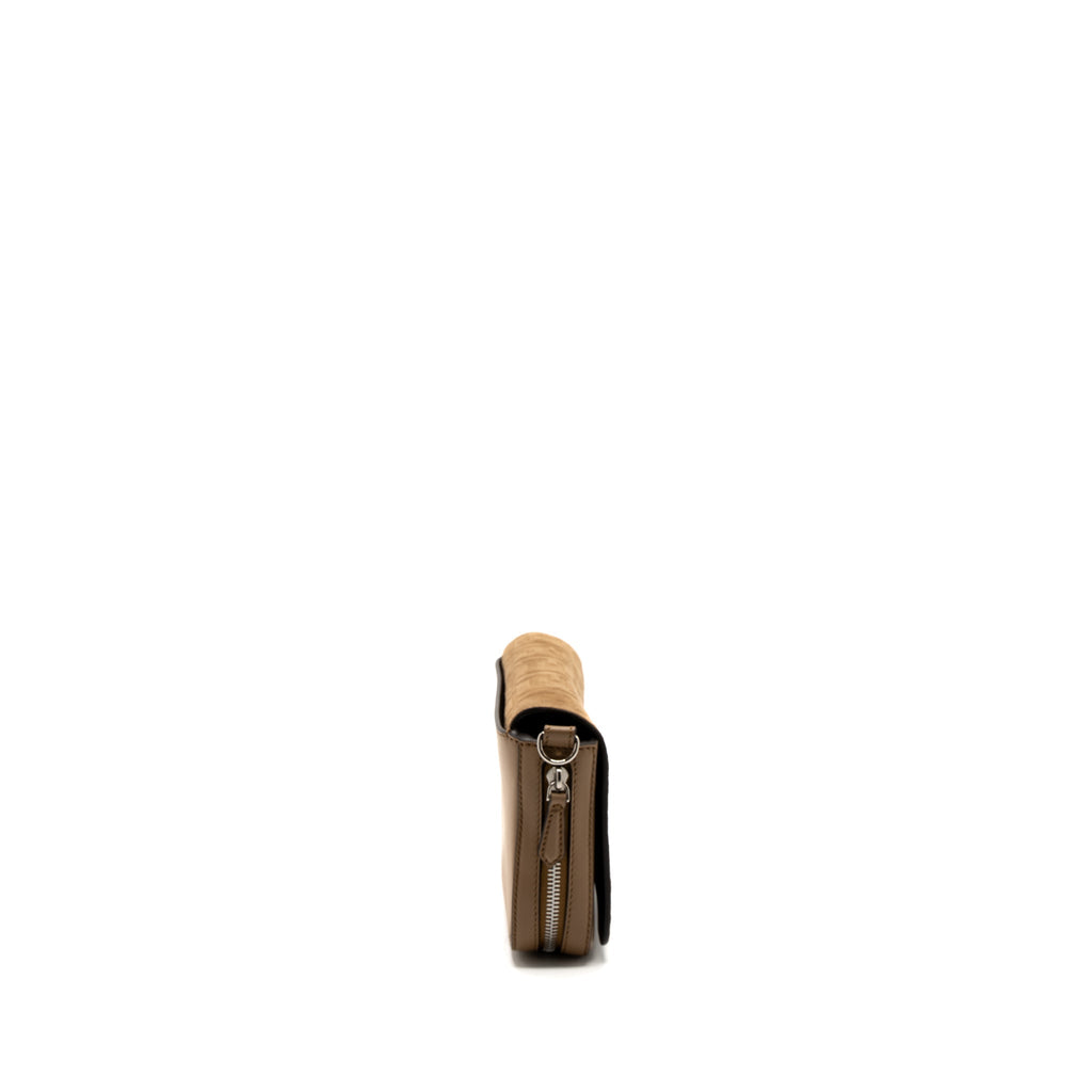 FENDI VITELLO GRACE EXPAND FLAP BAG CALFSKIN LIGHT BROWN SHW
