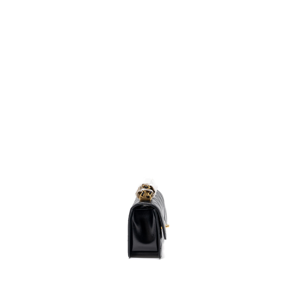 CHANEL 24C GOLD CRUSH MINI FLAP BAG CALFSKIN BLACK GHW  (MICROCHIP)