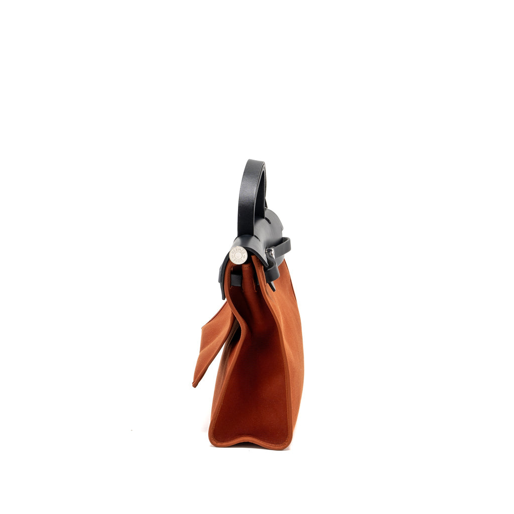 HERMES HERBAG 31 ZIP BAG CANVAS/ HUNTER LEATHER CUIVRE / BLACK SHW