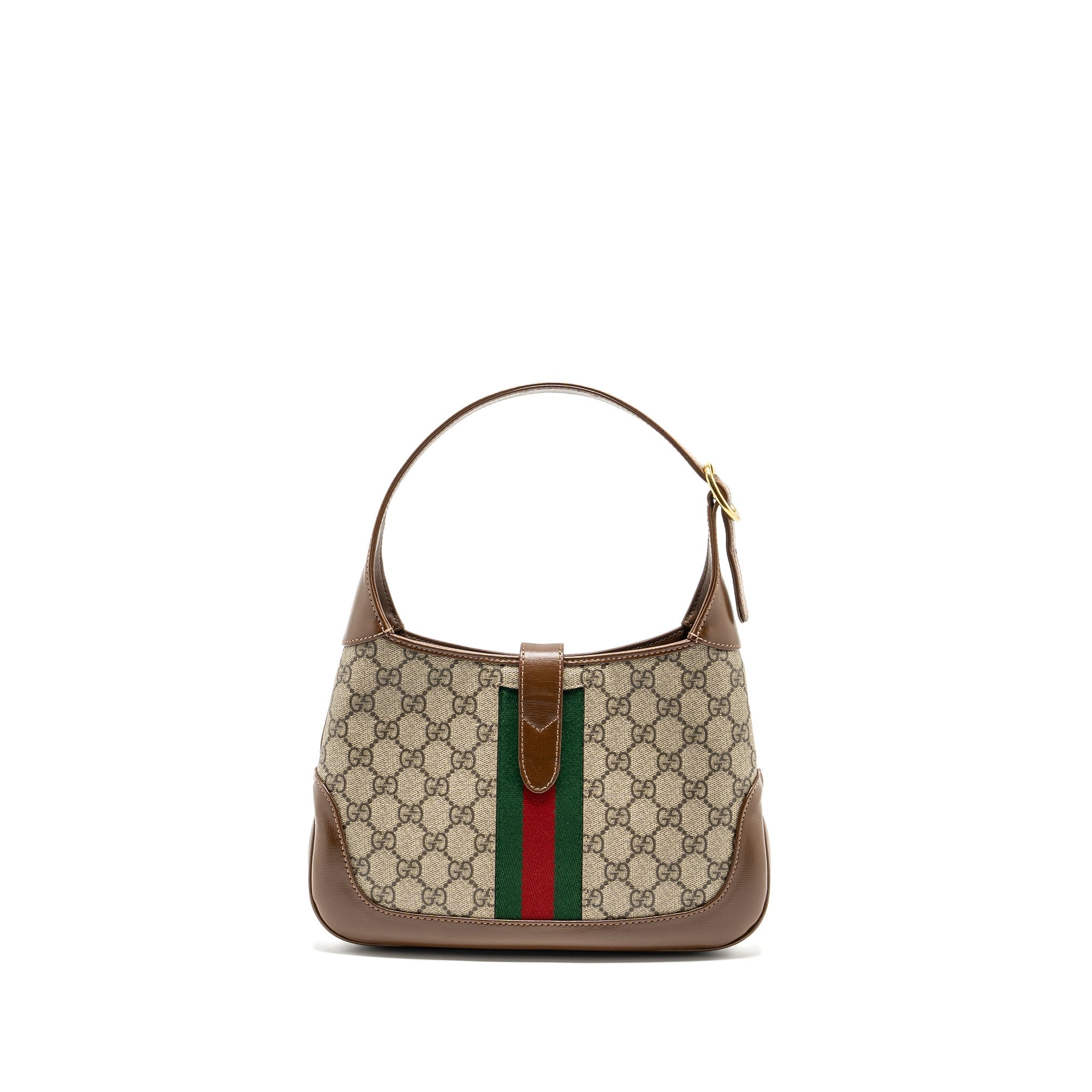 GUCCI JACKIE 1961 SMALL SHOULDER BAG GG SUPREME CANVAS /CALFSKIN BROWN/MULTICOLOUR GHW