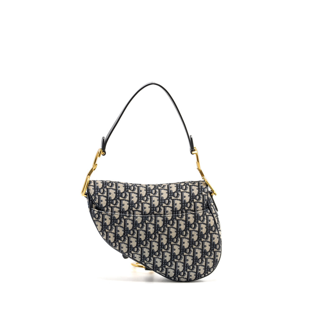 DIOR MEDIUM SADDLE BAG BLUE OBLIQUE CANVAS GHW