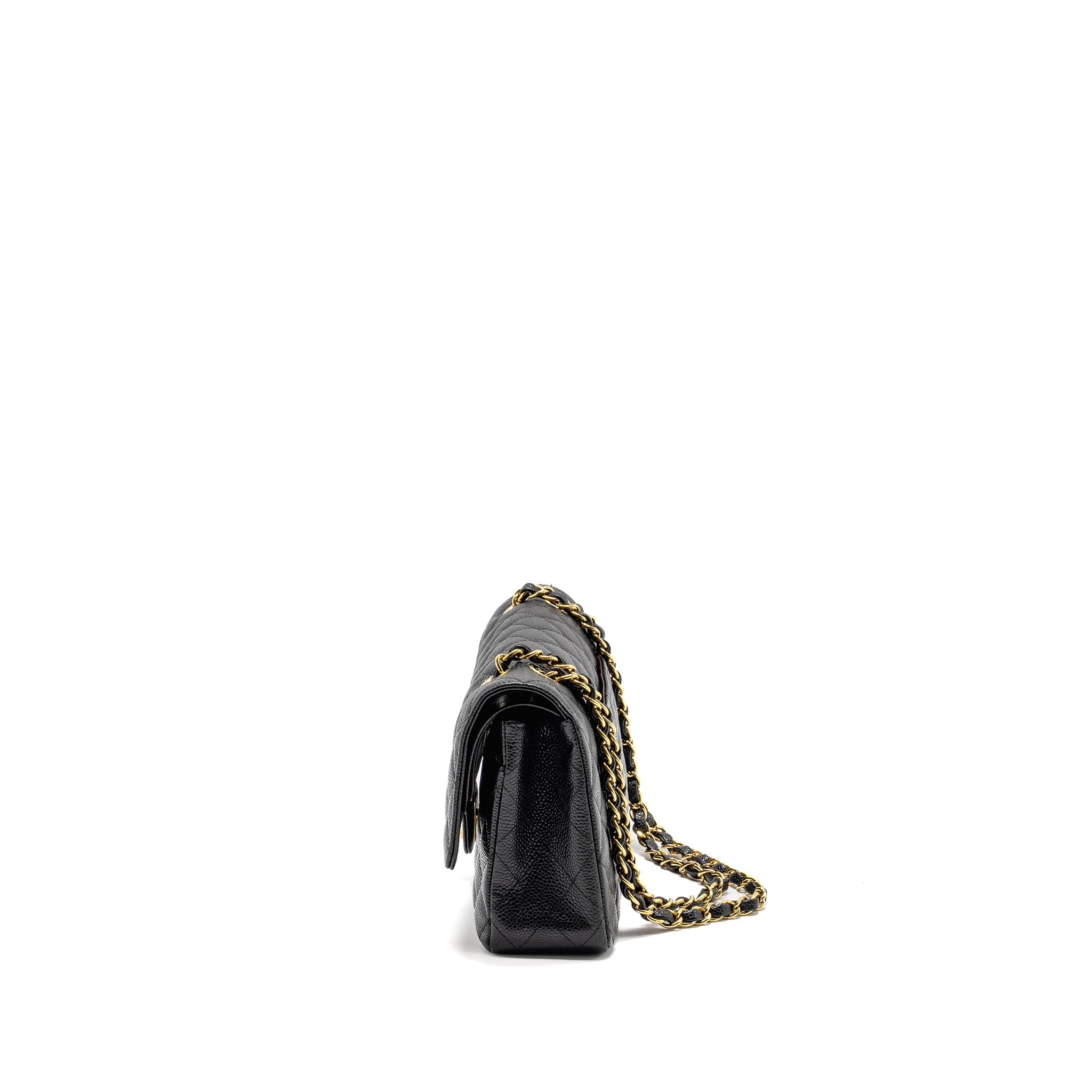 CHANEL MEDIUM CLASSIC DOUBLE  FLAP BAG CAVIAR BLACK GHW