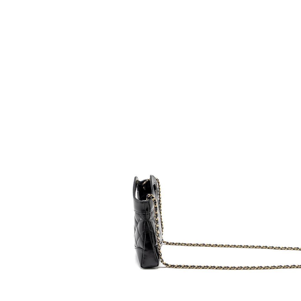 CHANEL MINI 31 CLUTCH WITH CHAIN SHINY LAMBSKIN BLACK LGHW (MICROCHIP)