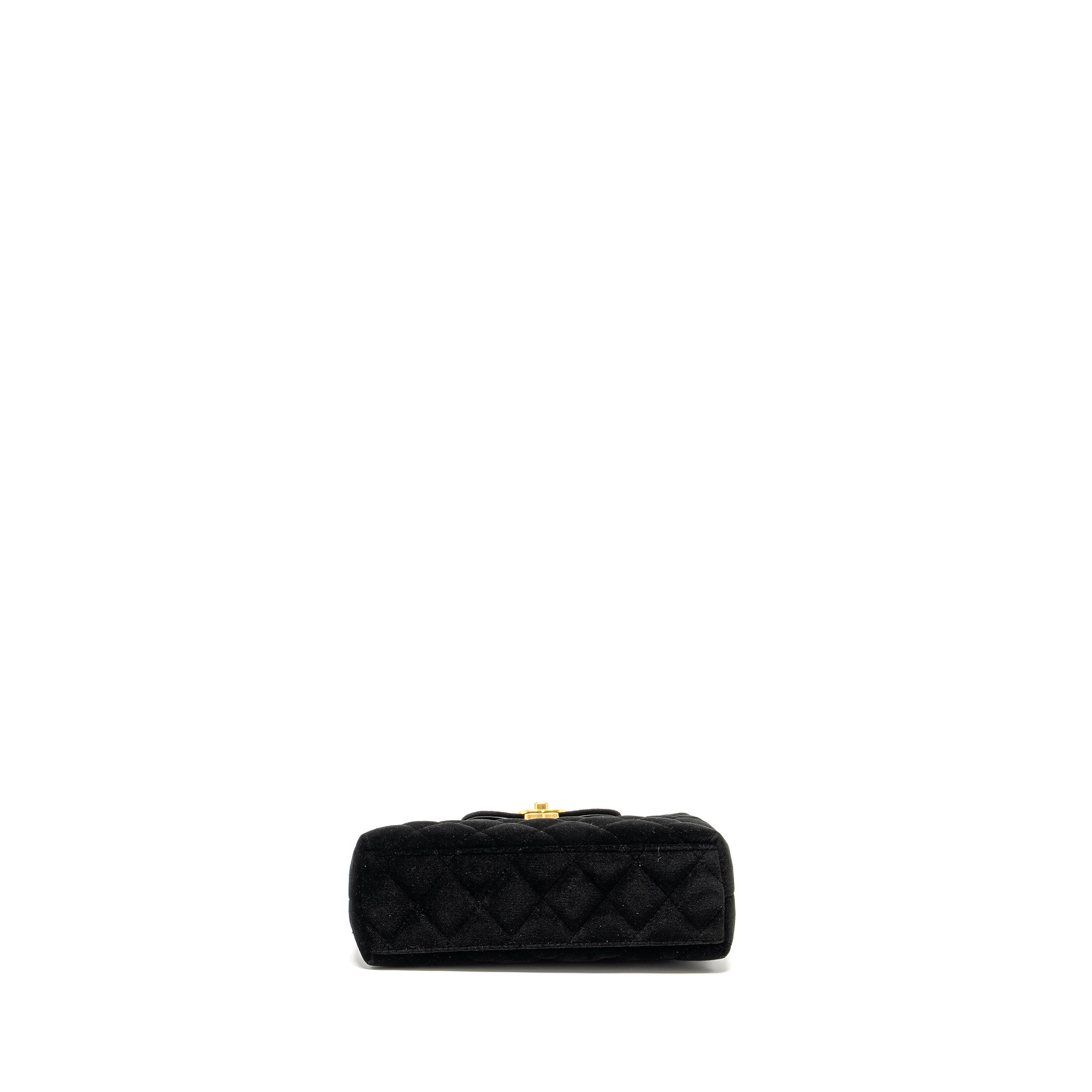 CHANEL 24A MINI SHOPPING TOTE/MINI KELLY VELVET BLACK GHW (MICROCHIP)