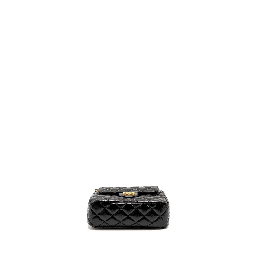 CHANEL 23C SMALL HOBO BAG SHINY CALFSKIN BLACK BRUSHED GHW(MICROCHIP)