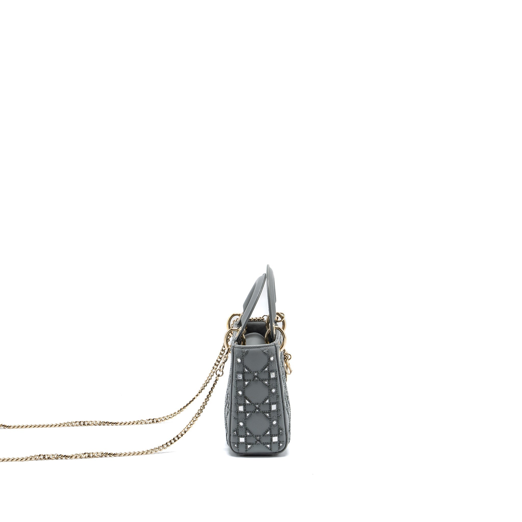 DIOR MINI LADY DIOR LIMITED EDITION LAMBSKIN GREY LGHW