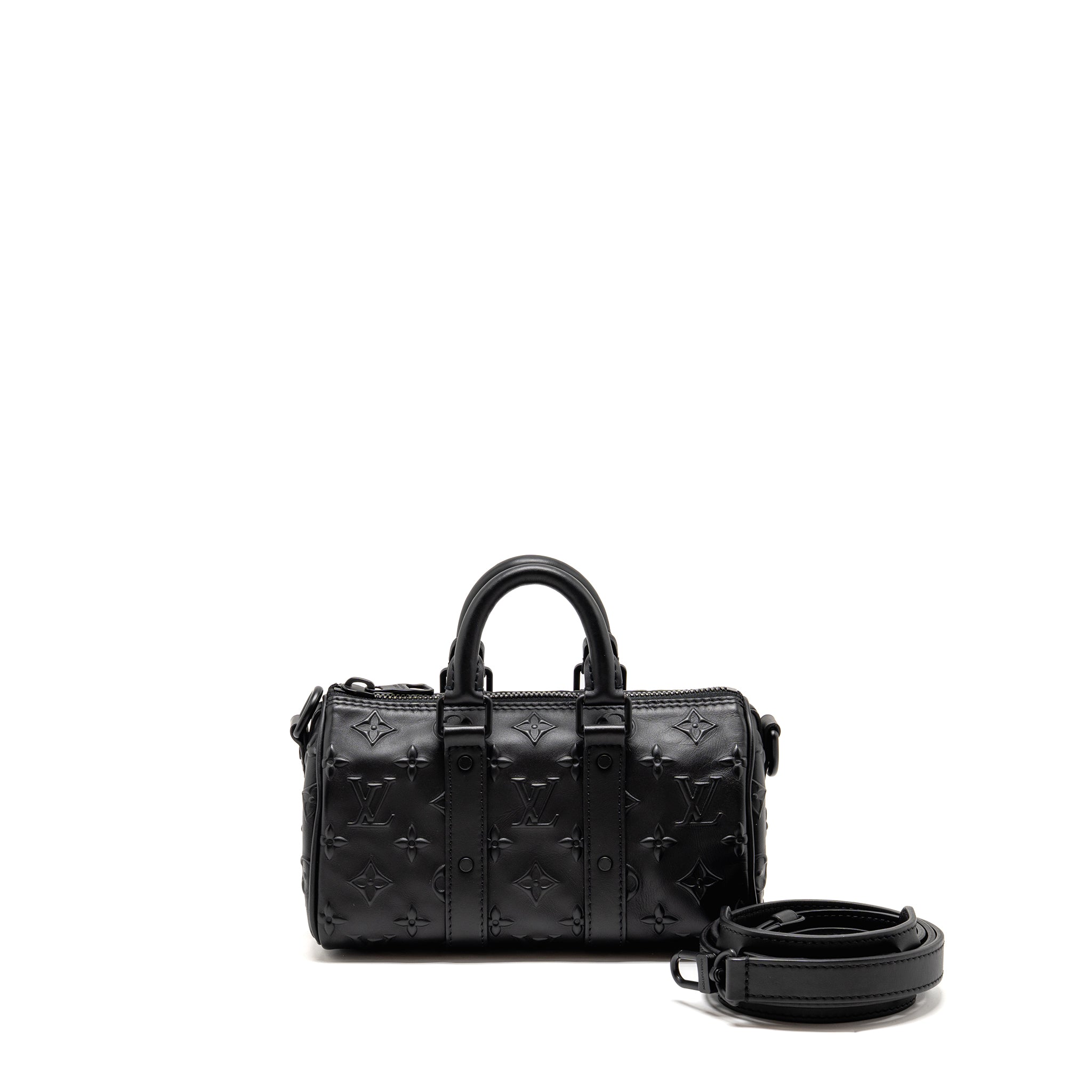 LOUIS VUITTON KEEPALL XS MONOGRAM SEAL COWHIDE LEATHER SO BLACK
