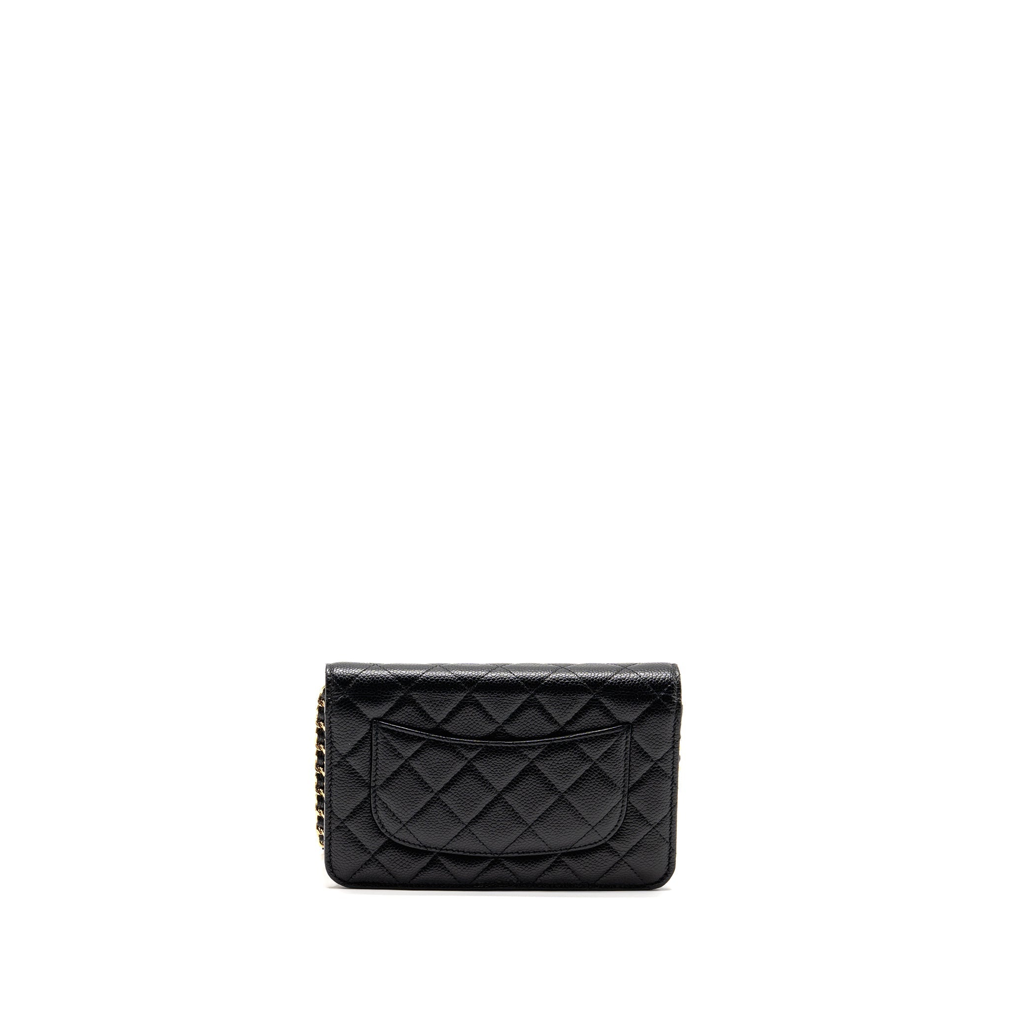 CHANEL CLASSIC WALLET ON CHAIN CAVIAR BLACK GHW (MICROCHIP)