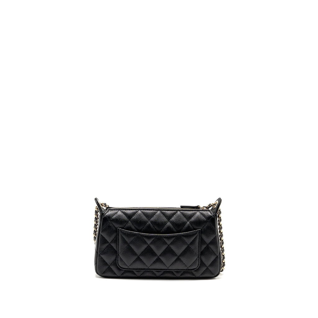 CHANEL CLUTCH BAG WITH CHAIN CAVIAR BLACK LGHW (MICROCHIP)