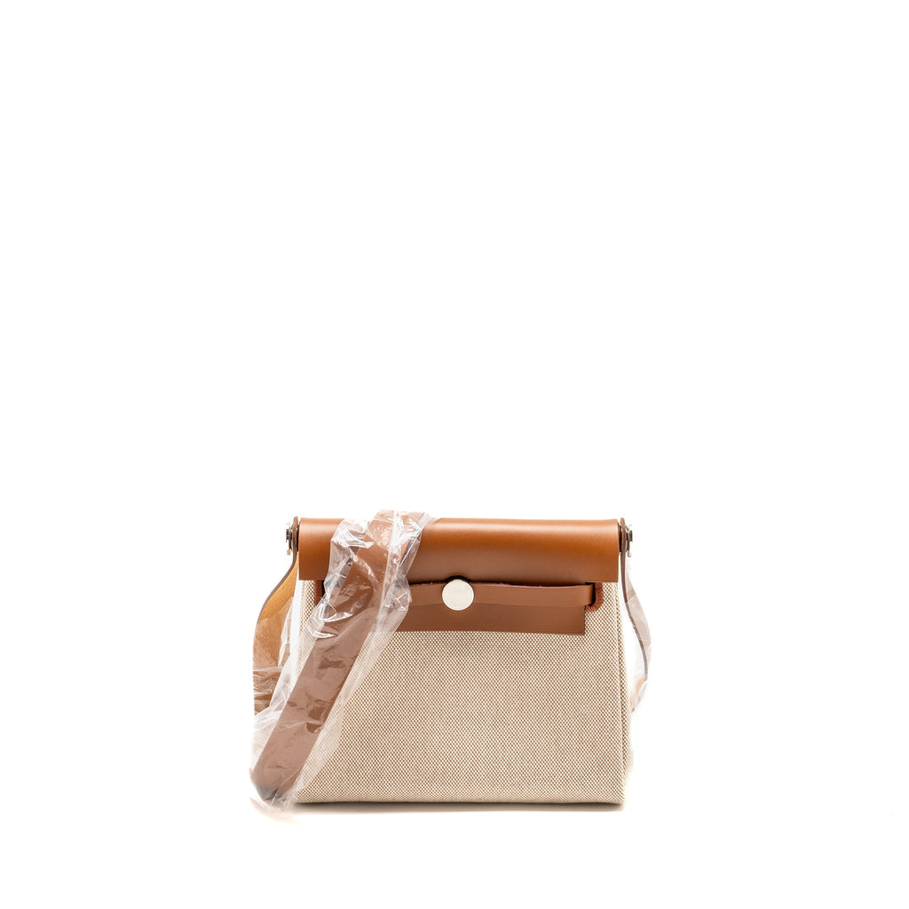 HERMES HERBAG MINI CANVAS / HUNTER LEATHER ECRU-BEIGE / FAUVE SHW