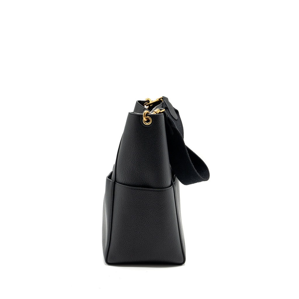CELINE SANGLE BUCKET BAG GRAINED CALFSKIN BLACK GHW