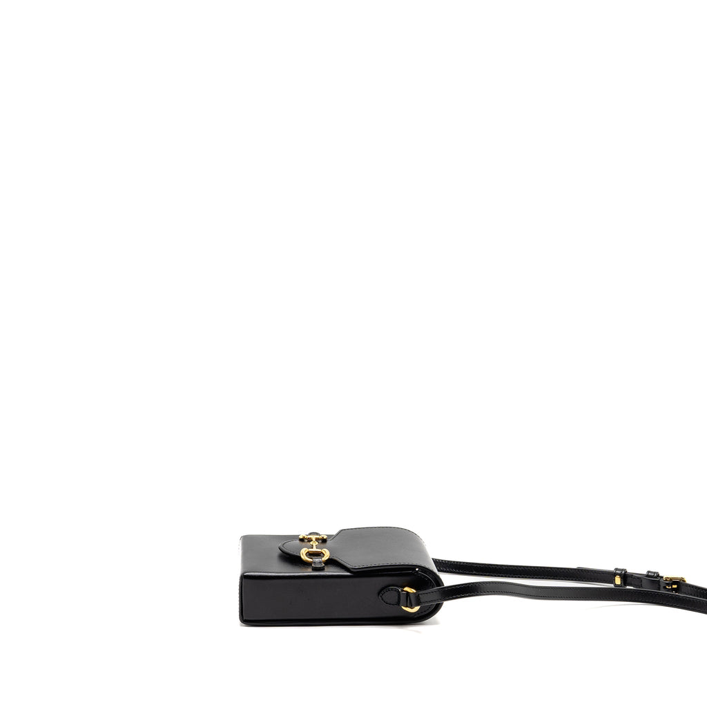 GUCCI HORSEBIT MINI CROSSBODY BAG LEATHER BLACK GHW