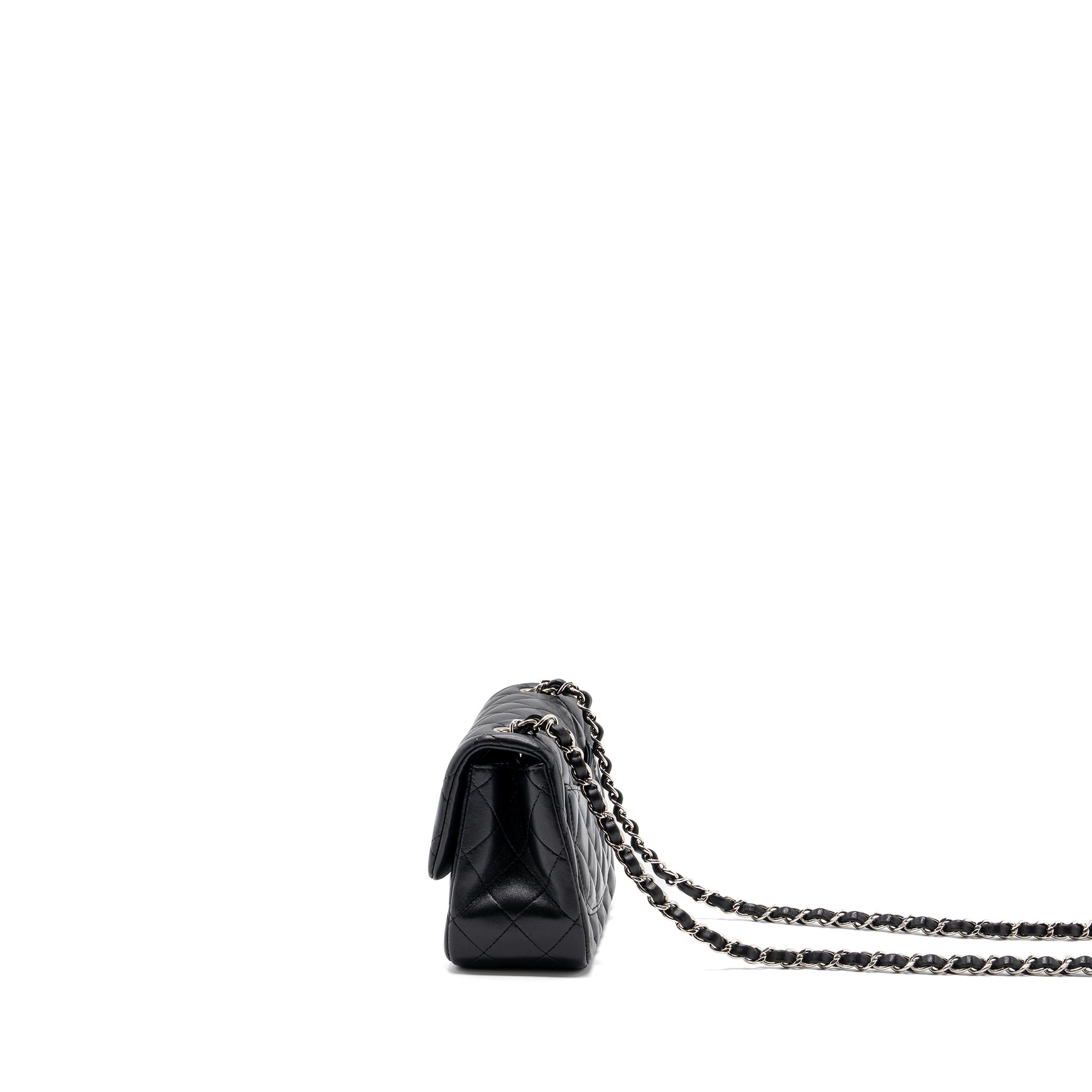 CHANEL MINI SQUARE FLAP BAG LAMBSKIN BLACK SHW