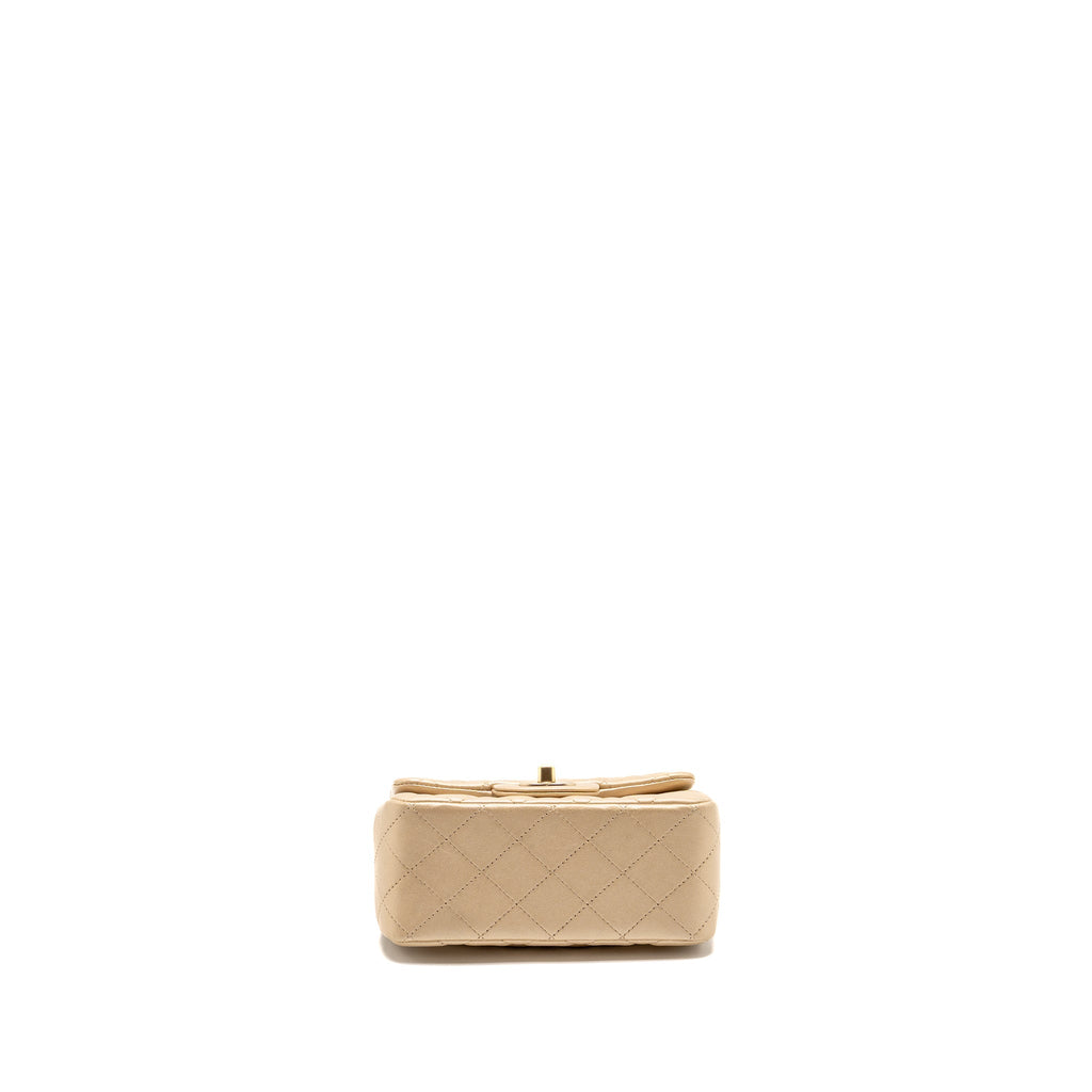 CHANEL MINI SQUARE FLAP BAG LAMBSKIN GOLD GHW
