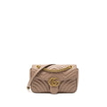 GUCCI SMALL GG MARMONT BAG CALFSKIN BEIGE BRUSHED GHW