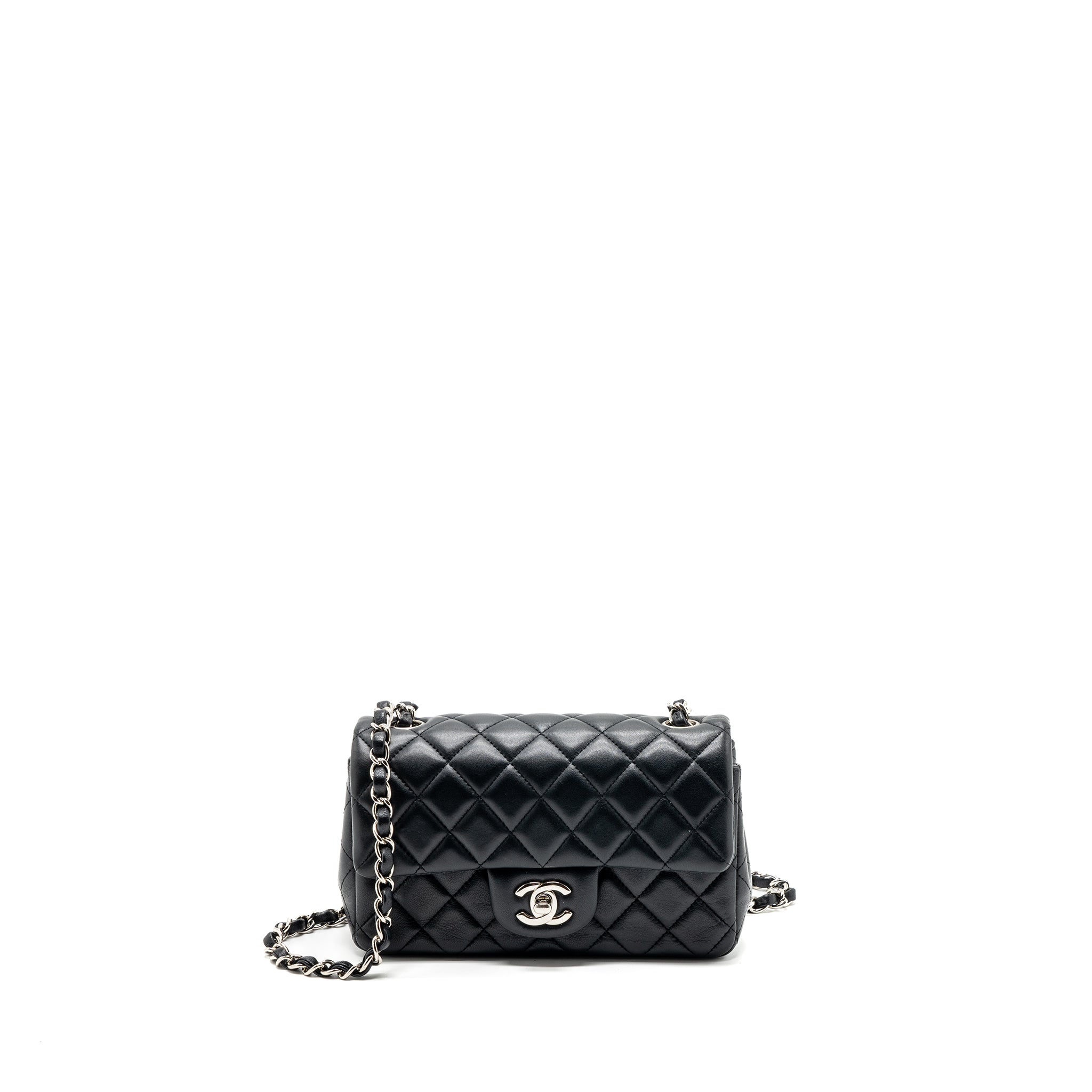 CHANEL CLASSIC MINI RECTANGULAR FLAP BAG LAMBSKIN BLACK SHW