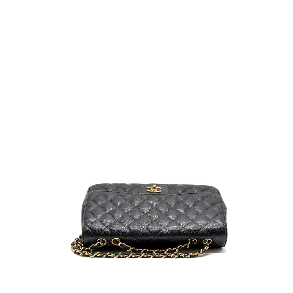 CHANEL CLASSIC JUMBO SINGLE FLAP BAG CAVIAR BLACK GHW