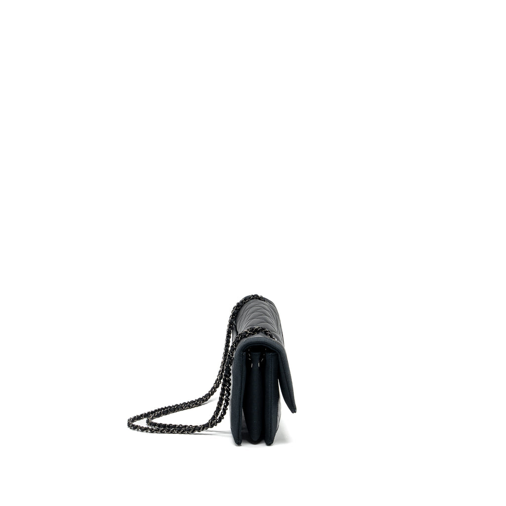 CHANEL QUILTED FLAP BAG LAMBSKIN/FABRIC SO BLACK