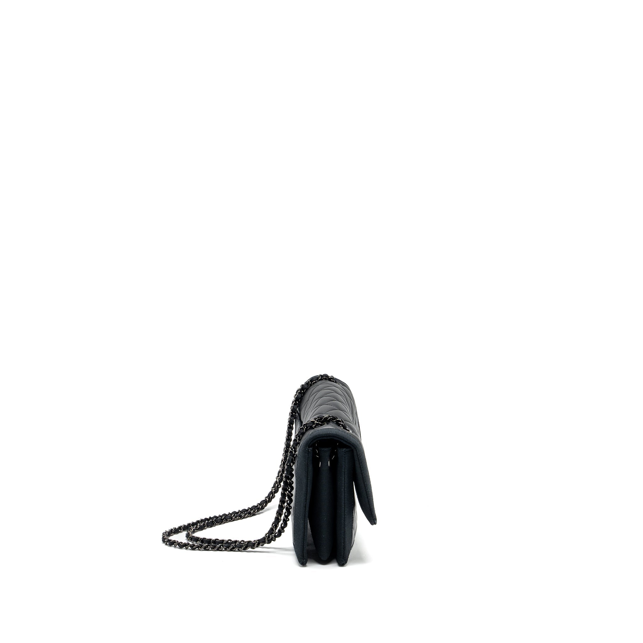 CHANEL QUILTED FLAP BAG LAMBSKIN/FABRIC SO BLACK