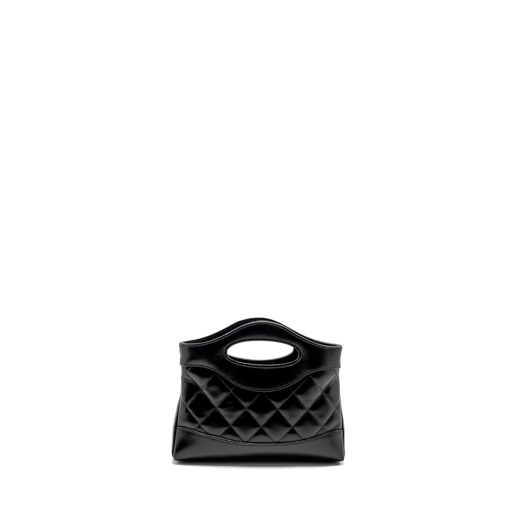 CHANEL MINI 31 CLUTCH WITH CHAIN SHINY LAMBSKIN BLACK LGHW (MICROCHIP)