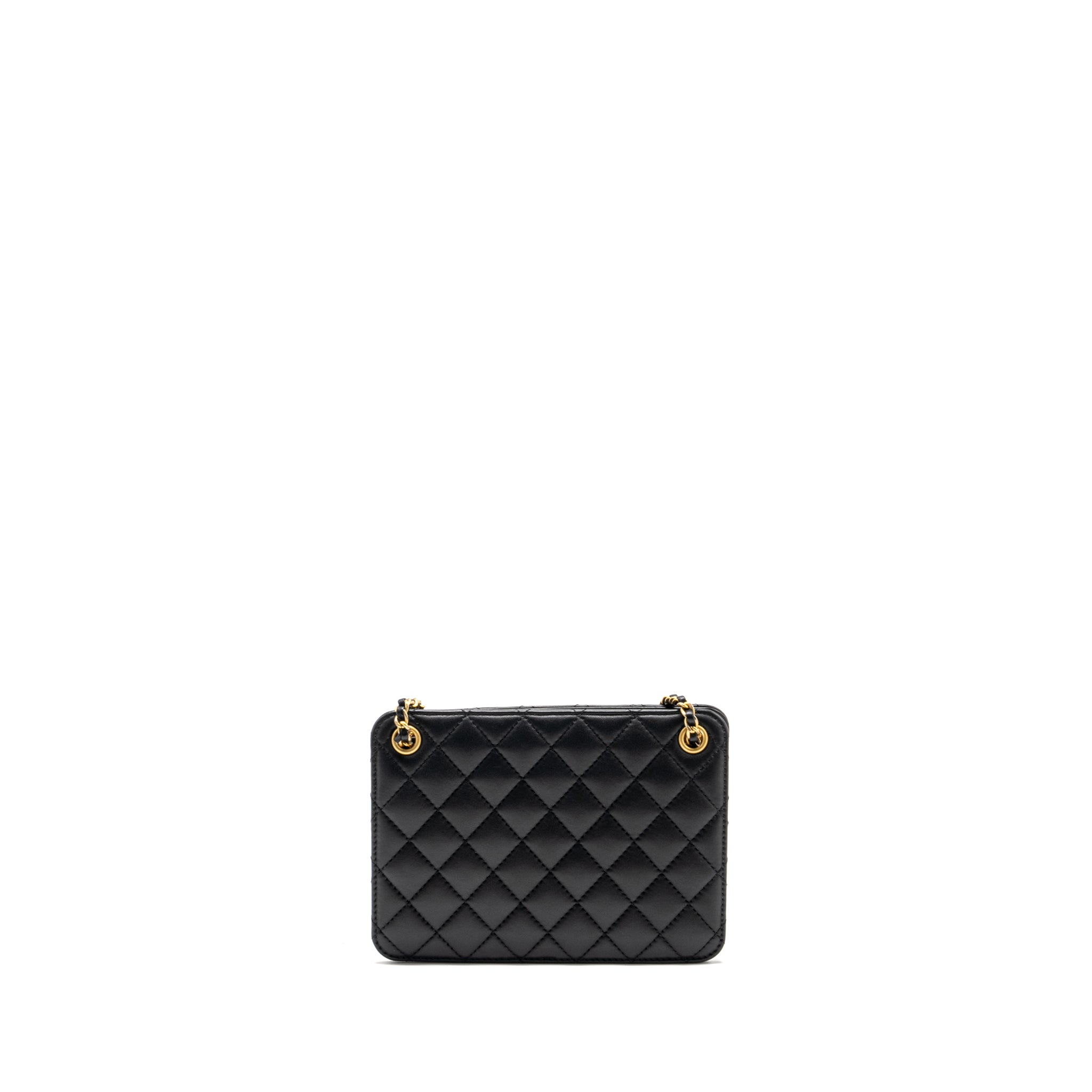 CHANEL GIANT CC LOGO MINI TOTE BAG LAMBSKIN BLACK GHW