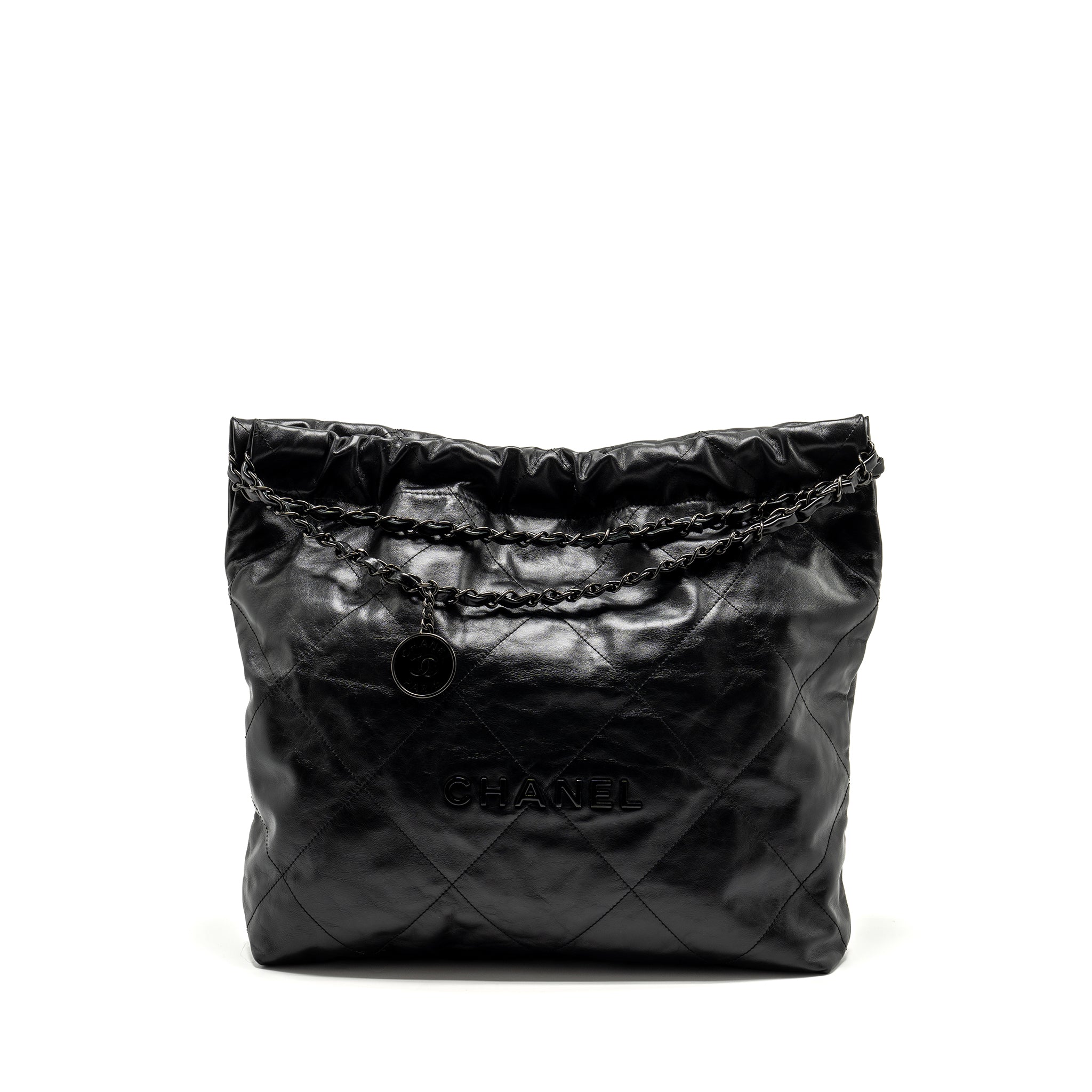 CHANEL MEDIUM 22 BAG CALFSKIN SO BLACK (MICROCHIP)