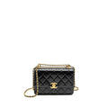 CHANEL GOLD CRUSH FLAP BAG CALFSKIN BLACK GHW (MICROCHIP)