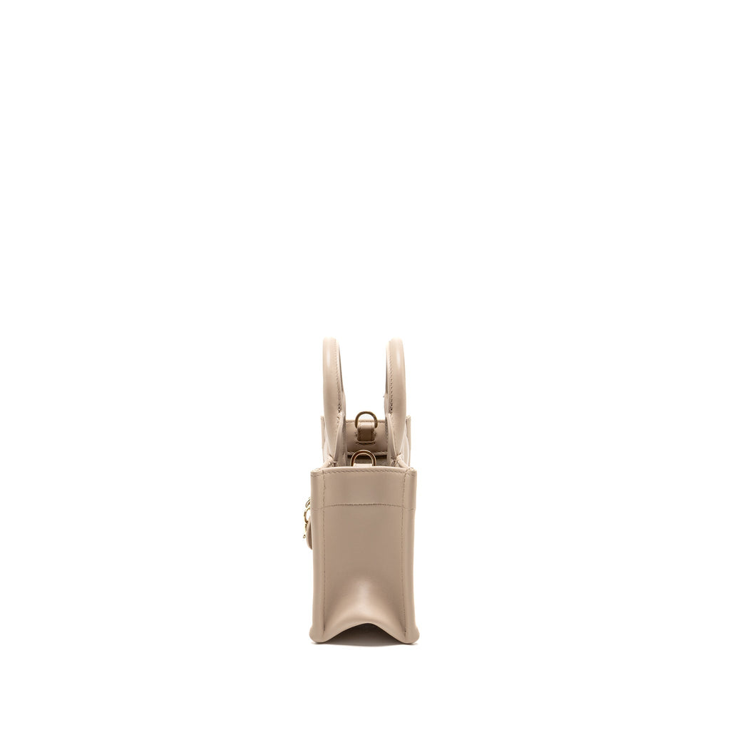 DIOR DIORAMOUR MINI DIOR BOOK TOTE MACROCANNAGE CALFSKIN POWDER BEIGE LGHW