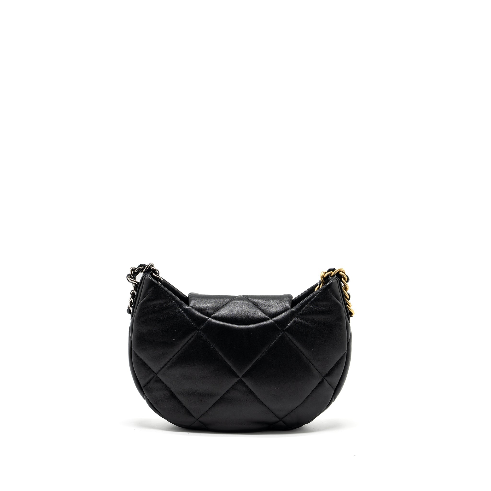 CHANEL 24C HOBO SHOULDER BAG LAMBSKIN BLACK MULTICOLOUR HARDWARE (MICROCHIP)