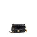 CHANEL PEARL CRUSH MINI RECTANGULAR FLAP BAG LAMBSKIN BLACK GHW (MICROCHIP)