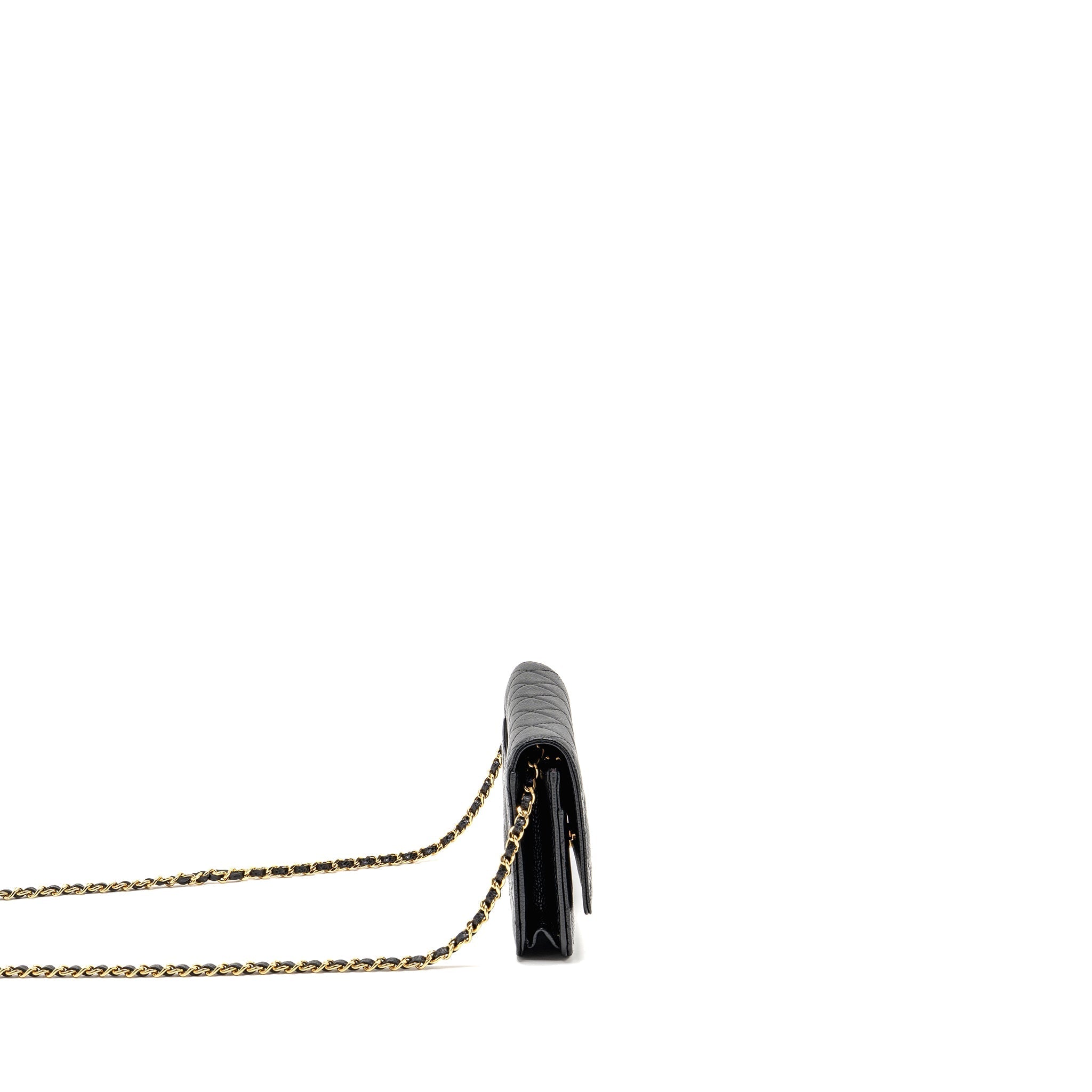 CHANEL CLASSIC WALLET ON CHAIN CAVIAR BLACK GHW (MICROCHIP)