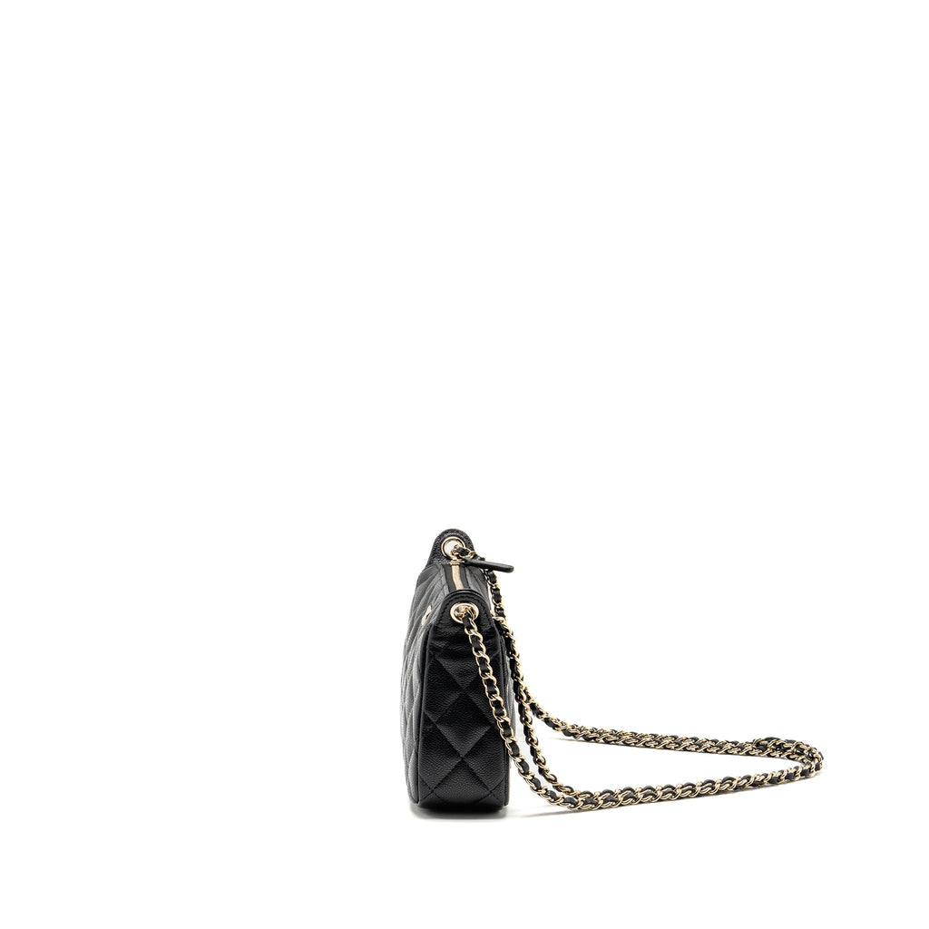 CHANEL CLUTCH BAG WITH CHAIN CAVIAR BLACK LGHW (MICROCHIP)