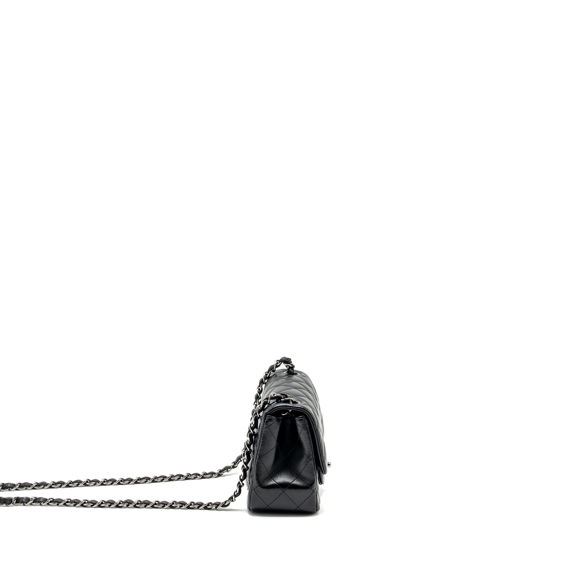 CHANEL MINI SQUARE FLAP BAG LAMBSKIN BLACK SHW
