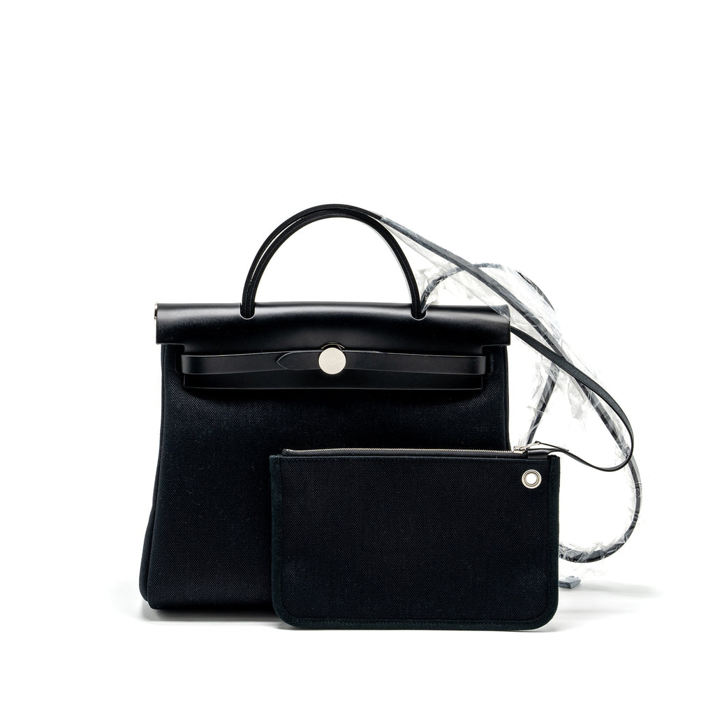 HERMES HERBAG 31 ZIP BAG CANVAS/HUNTER BLACK SHW