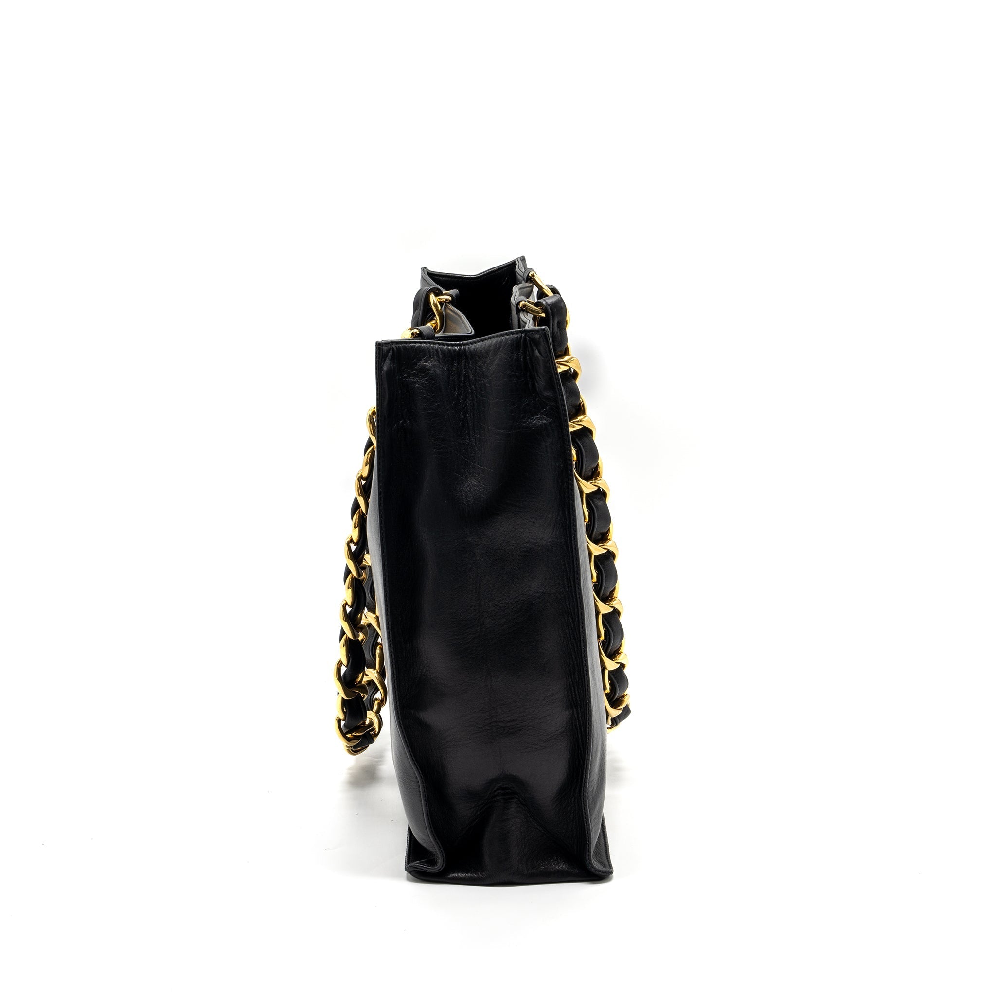 CHANEL VINTAGE TOTE BAG CALFSKIN BLACK GHW