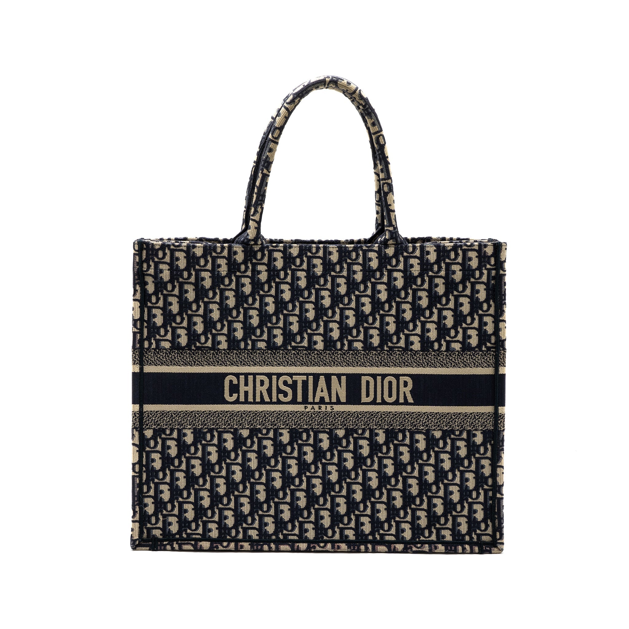 DIOR LARGE BOOK TOTE BLUE DIOR OBLIQUE EMBROIDERY