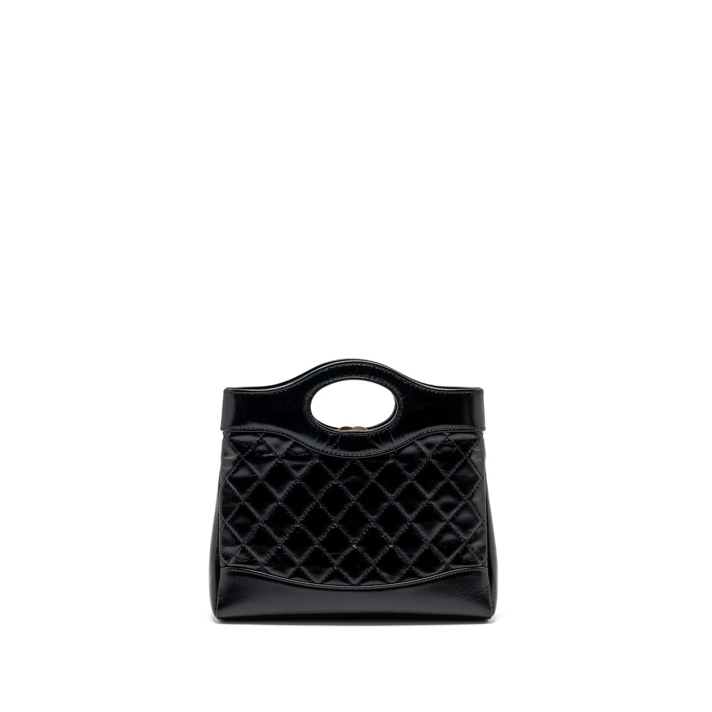 CHANEL MINI 31 BAG SHINY CALFSKIN BLACK LGHW (MICROCHIP)