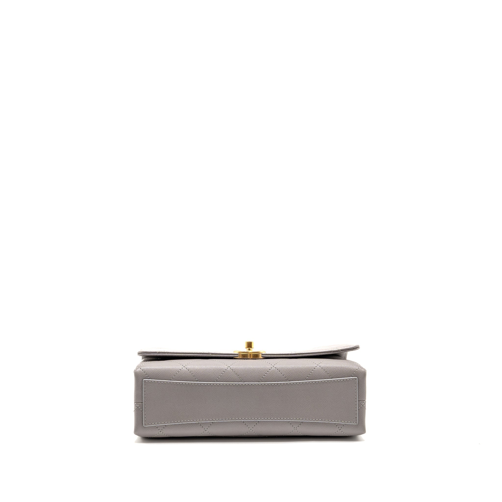 CHANEL QUILTED FLAP BAG WITH CHAIN HANDLE CAVIAR GREY GHW (MICROCHIP)