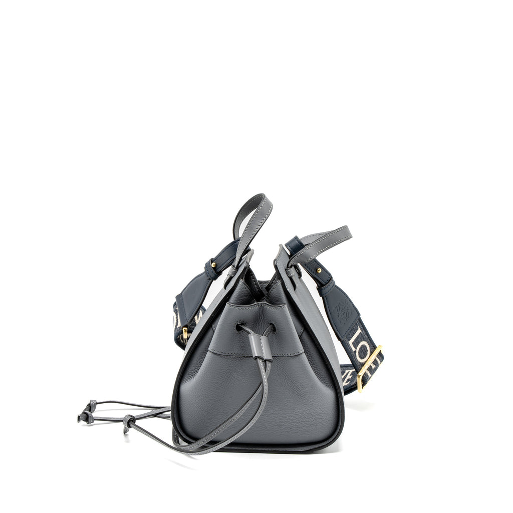 LOEWE MINI HAMMOCK DRAWSTRING IN SOFT GRAINED CALFSKIN ASPHALT GREY GHW