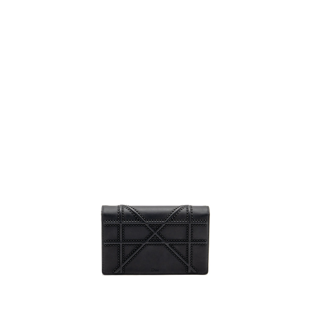 DIOR STUDDED DIORAMA WALLET ON CHAIN LEATHER SO BLACK