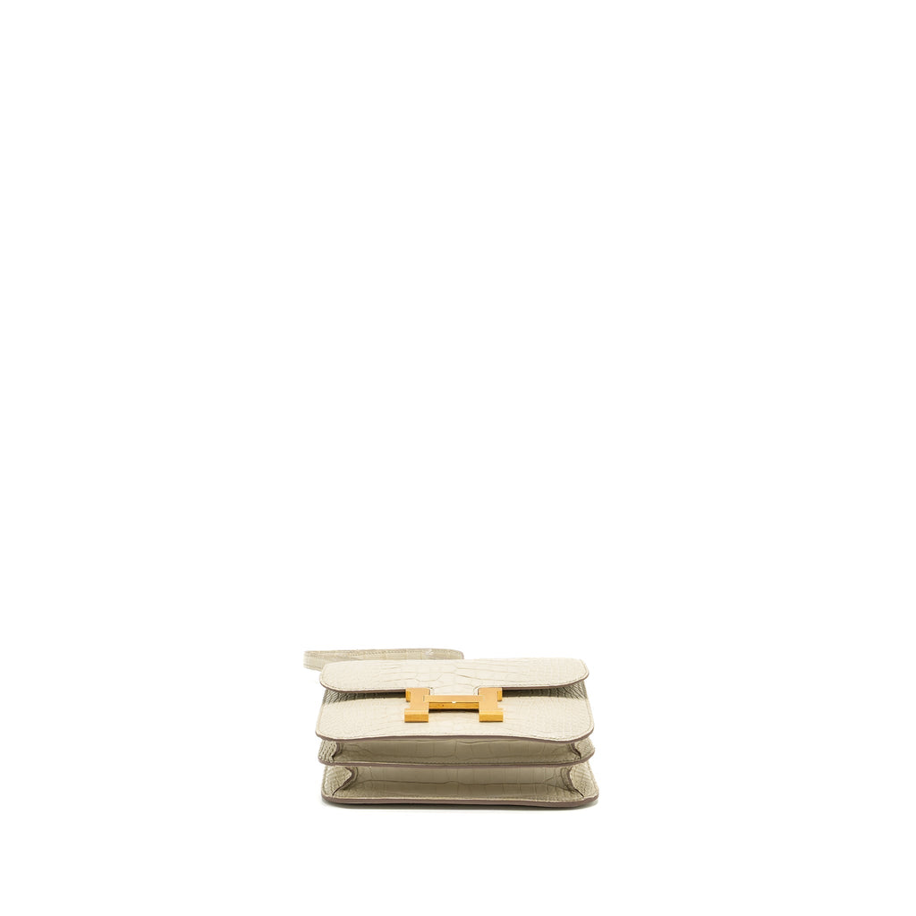 HERMES MINI CONSTANCE ALLIGATOR MISSISSIPPIENSIS MAT BETON GHW