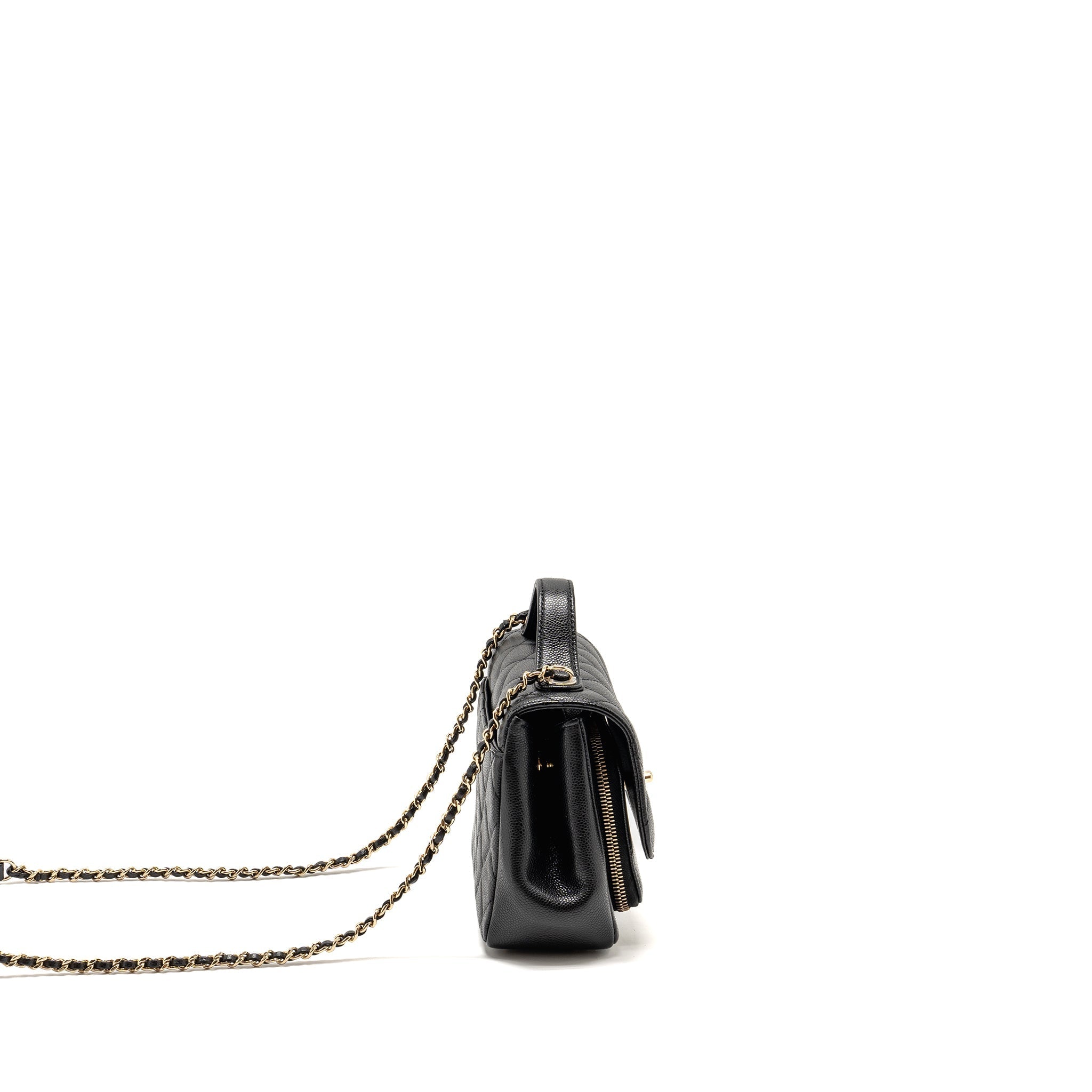CHANEL SMALL BUSINESS AFFINITY CAVIAR BLACK LGHW (MICROCHIP)