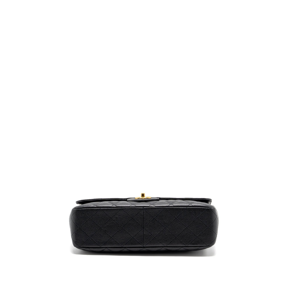 CHANEL CLASSIC JUMBO SINGLE FLAP BAG CAVIAR BLACK GHW