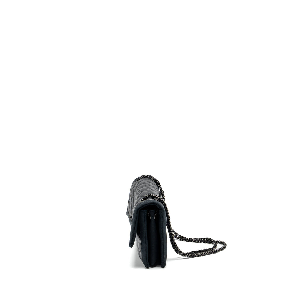 CHANEL QUILTED FLAP BAG LAMBSKIN/FABRIC SO BLACK