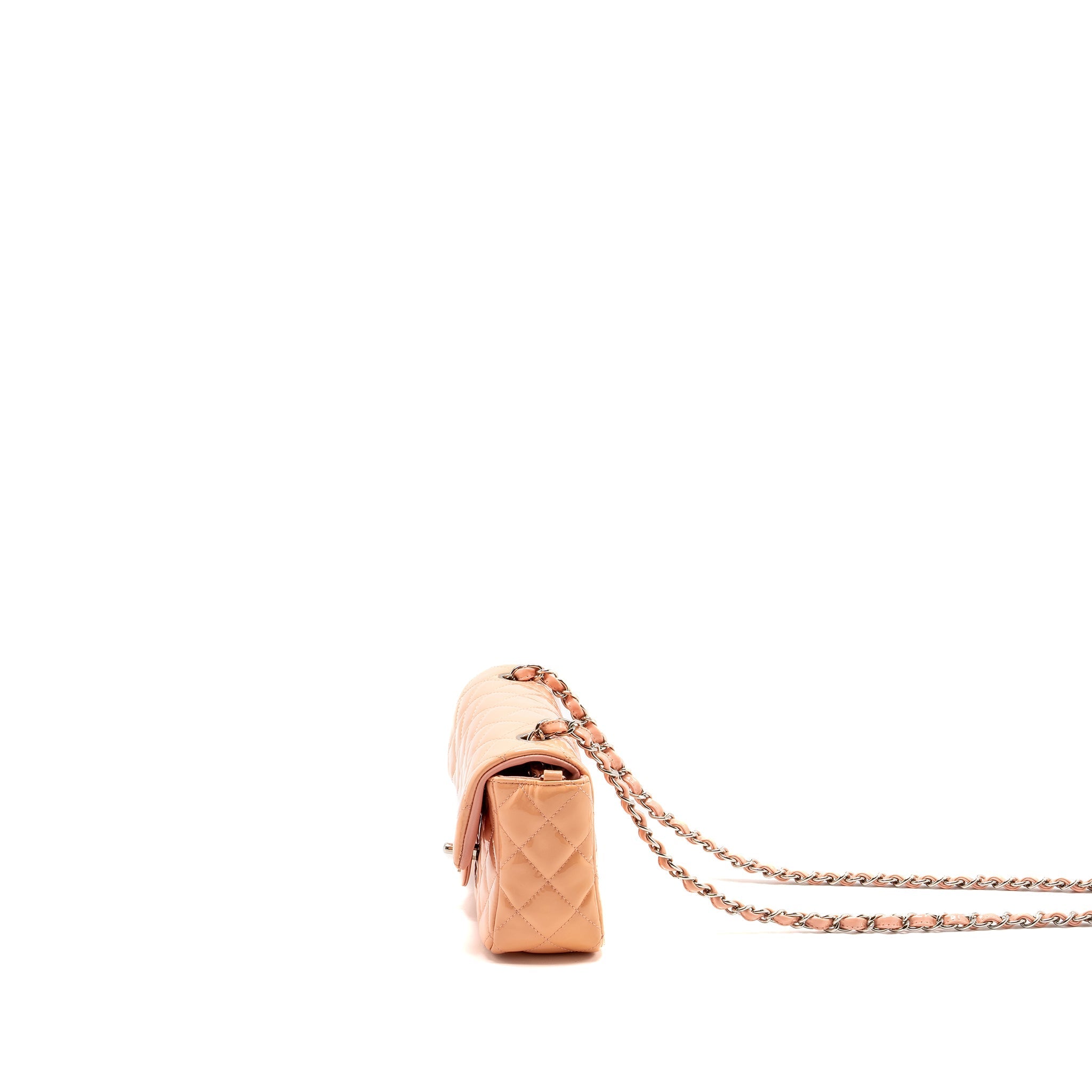 CHANEL MINI RECTANGULAR FLAP BAG PATENT PINK SHW