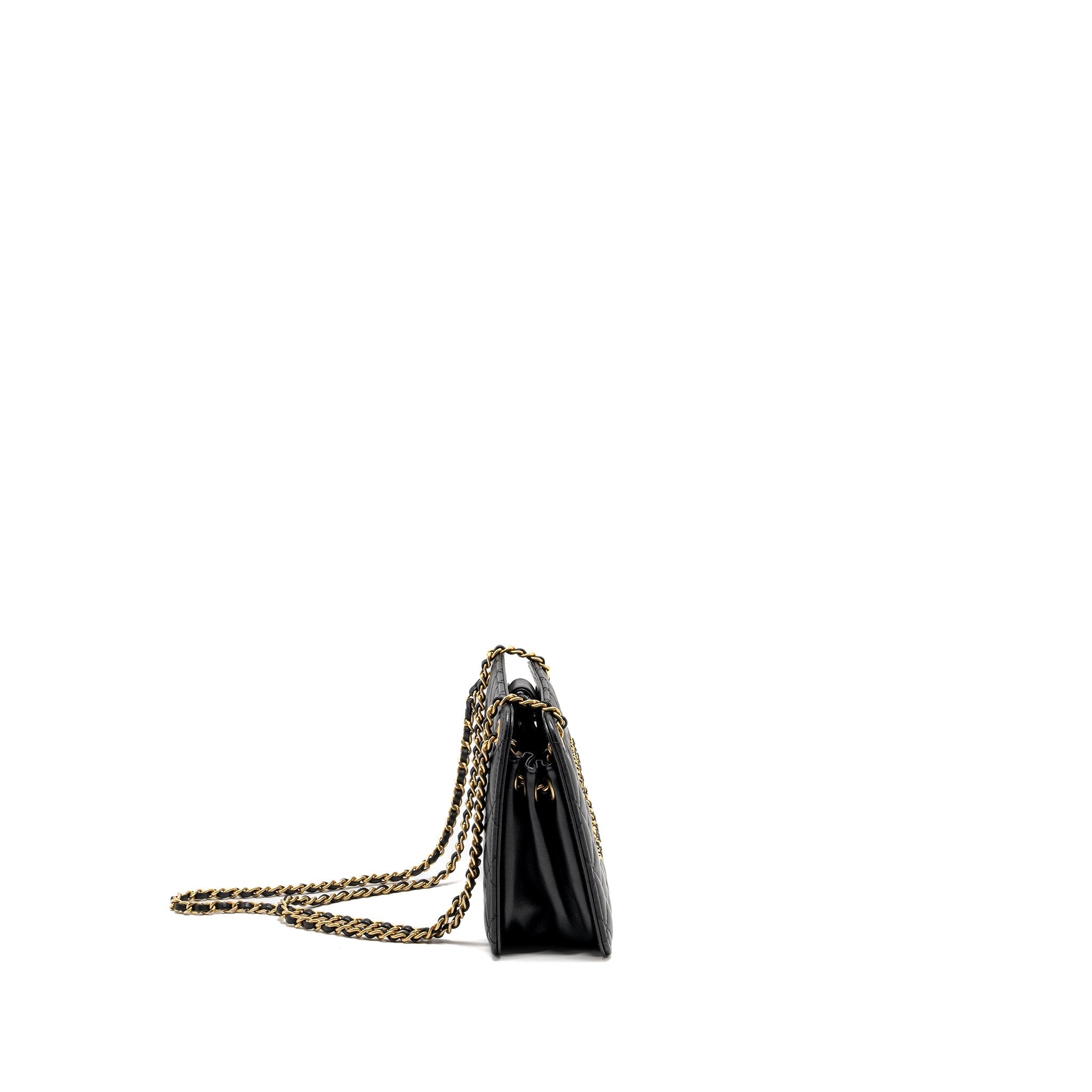 CHANEL GIANT CC LOGO MINI TOTE BAG LAMBSKIN BLACK GHW